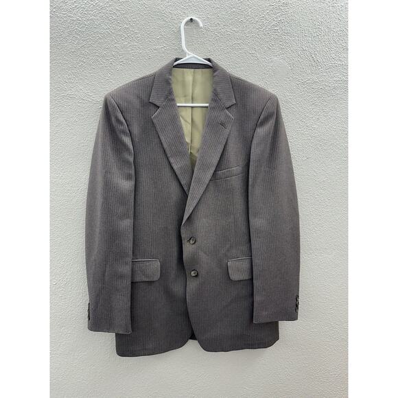 Golden Lancer Mens Suit Coat Size Unknown Brown Striped Single Breasted 2 Button - Picture 1 of 15
